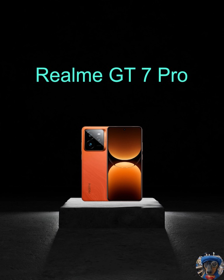sobre un pedestal un teléfono móvil realme GT 7 Pro